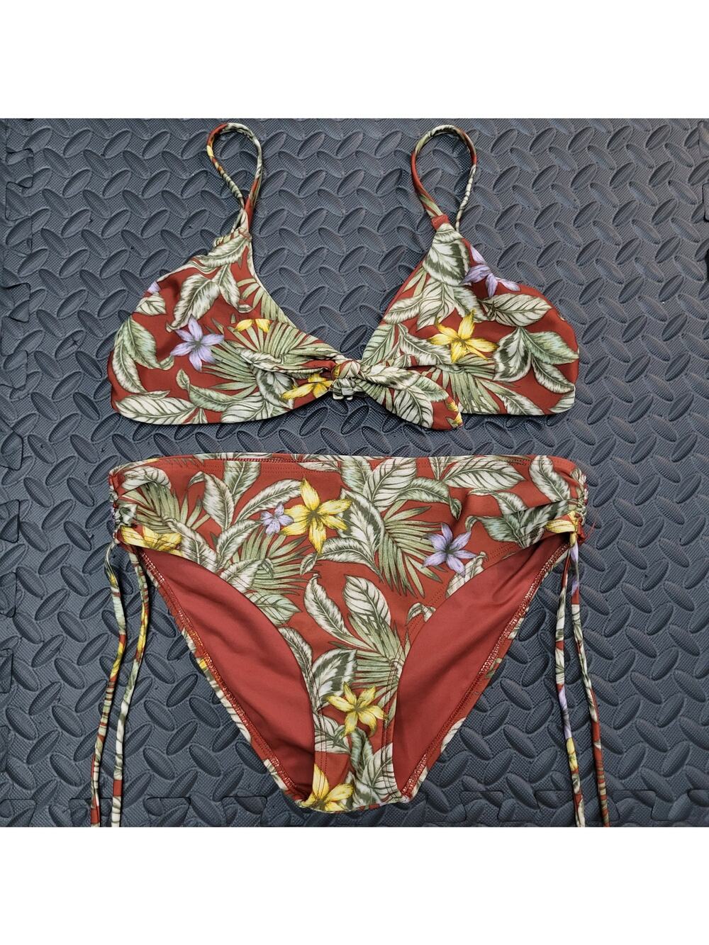Aero Tropical Floral Bikini Set Triangle Top Hipster Bottom Hawaiian Swimwear